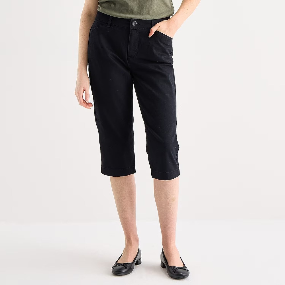 St. John's Bay Women's 10 Black Secretly Slender Mid Rise Capri Pants